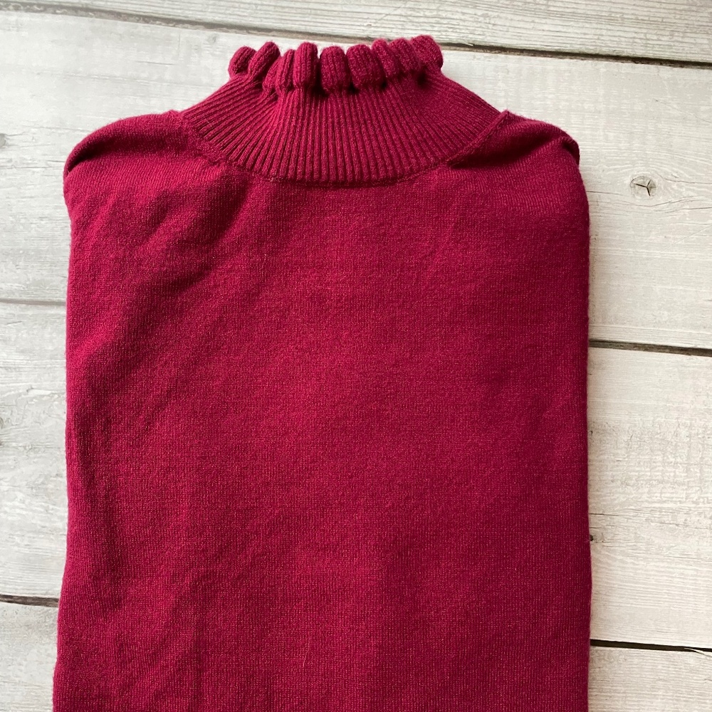 Cece Red top ruffled turtleneck and sleeves